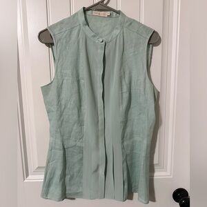 Tory Burch Silk Mint Green Sleeveless Blouse
